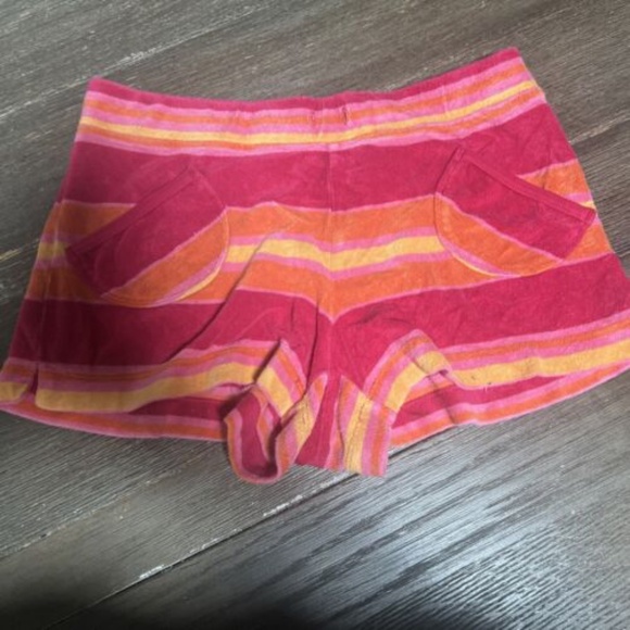 Y2K Express Terry Cloth Shorts Multi Color Small With Pockets No String - Picture 1 of 7